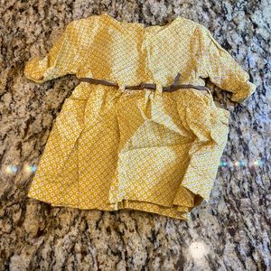 Carter’s mustard yellow dress with belt 3 mo
